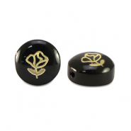 Glasperlen Rondell rose Black-gold