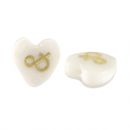Glasperlen Herz shell look "&" White-gold