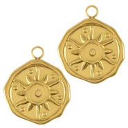 Stainless Steel - Rostfrei Stahl Anhänger Sonne Gold