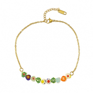 Armbänder aus Stainless Steel - Rostfreiem Stahl Millefiori Gold-multicolour