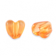 Acryl Perlen Herz Transparent orange