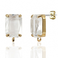 Ohrringe / Ohrstecker aus Kristallglas mit Öse Rechteck Crystal-gold