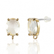 Ohrringe / Ohrstecker aus Kristallglas mit Öse Oval Crystal-gold