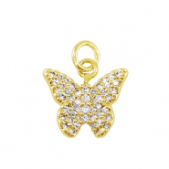 Brass TQ Metall Anhänger Zirkonia Schmetterling Gold