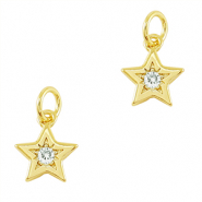 Brass TQ Metall Anhänger Zirkonia Stern Gold