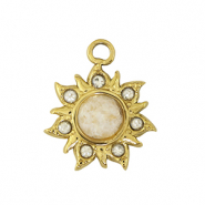 Stainless Steel - Rostfrei Stahl Anhänger Blume Gold / White