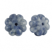 Naturstein Perlen Sodalith und Mikrokline Blume Blue-white