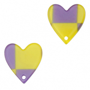 Resin Anhänger Herz Purple-lime green