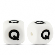 Buchstabenperlen aus Silikon Q White-black