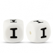 Buchstabenperlen aus Silikon I White-black