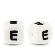Buchstabenperlen aus Silikon E White-black