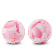Silikonperlen 15mm runden Blume Pink