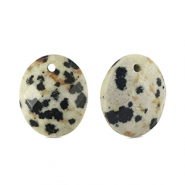 Naturstein Anhänger Dalmatiner Oval Greige-black