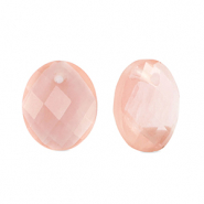 Naturstein Anhänger Glas Oval Pink