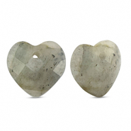 Naturstein Anhänger Glas Herz Light gray