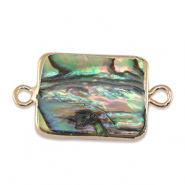 Süsswasserperlen Zwischenstück Rechteck Gold-ocean green