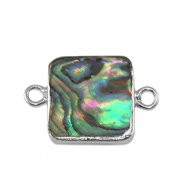 Süsswasserperlen Zwischenstück Square Silver-ocean green