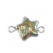 Süsswasserperlen Zwischenstück Stern Silver-ocean green