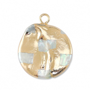 Süsswasserperlen Anhänger Round Gold-Natural white