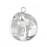 Süsswasserperlen Anhänger Round Silver-Natural white