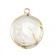 BQ Süsswasserperlen Anhänger Round Gold-Natural white