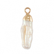 BQ Süsswasserperlen Anhänger Tooth Gold-Natural white