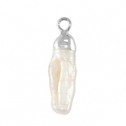 Süsswasserperlen Anhänger Tooth Silver-Natural white