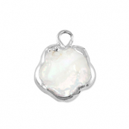 Süsswasserperlen Anhänger Blume Silver-Natural white