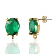 Ohrringe / Ohrstecker aus Kristallglas mit Öse Oval Green-gold