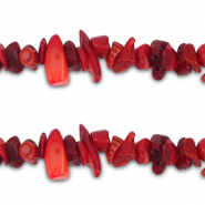 Chip Steine Perlen Coral Red