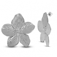 Ohrringe aus Stainless Steel - Rostfreiem Stahl Ohrstecker Blume Silver