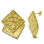 Ohrringe aus Stainless Steel - Rostfreiem Stahl Ohrstecker Quadrat Gold