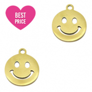Stainless Steel - Rostfrei Stahl Anhänger Smiley Gold