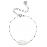 Armbänder aus Stainless Steel - Rostfreiem Stahl Perlen Silver