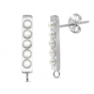 Ohrringe / Ohrstecker aus Stainless Steel - Rostfreiem Stahl Perlen mit Öse Silver