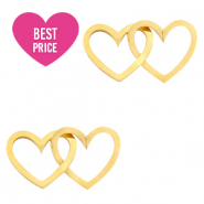 Stainless Steel - Rostfrei Stahl Anhänger/Zwischenstück double Herz Gold