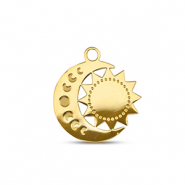 Stainless Steel - Rostfrei Stahl Anhänger Mond und Sonne Gold