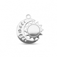 Stainless Steel - Rostfrei Stahl Anhänger Mond und Sonne Silver