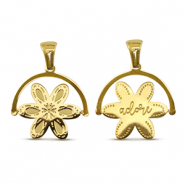 Stainless Steel - Rostfrei Stahl Anhänger Drehen Blume Gold