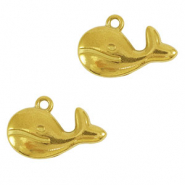 Stainless Steel - Rostfrei Stahl Anhänger Wal Gold