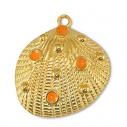 Metall Anhänger DQ Muschel Orange-Gold (Nickelfrei)