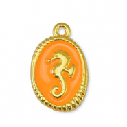 Metall Anhänger DQ Seepferdchen Orange-Gold (Nickelfrei)