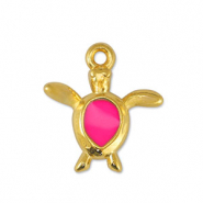 Metall Anhänger DQ Schildkröte Fuchsia-Gold (Nickelfrei)