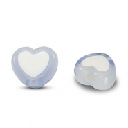 Acryl Perlen Herz Light blue-white