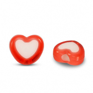 Acryl Perlen Herz Red-white