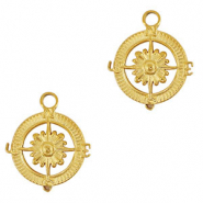 Stainless Steel - Rostfrei Stahl Anhänger Kompass Blume Gold