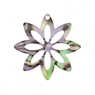 Resin Anhänger Blume Multicolor purple-green