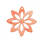 Resin Anhänger Blume Coral red