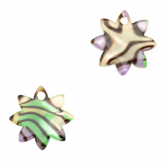 Resin Anhänger Blume Multicolor purple-green