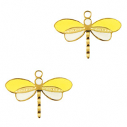Stainless Steel - Rostfrei Stahl Anhänger Libelle Gold-yellow